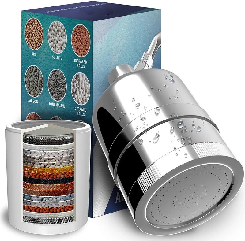 Bluejw 15/20 Stage Shower Head Filter for Hard Water - High Pressure Adjustable Filtration Showerhead - Image 1